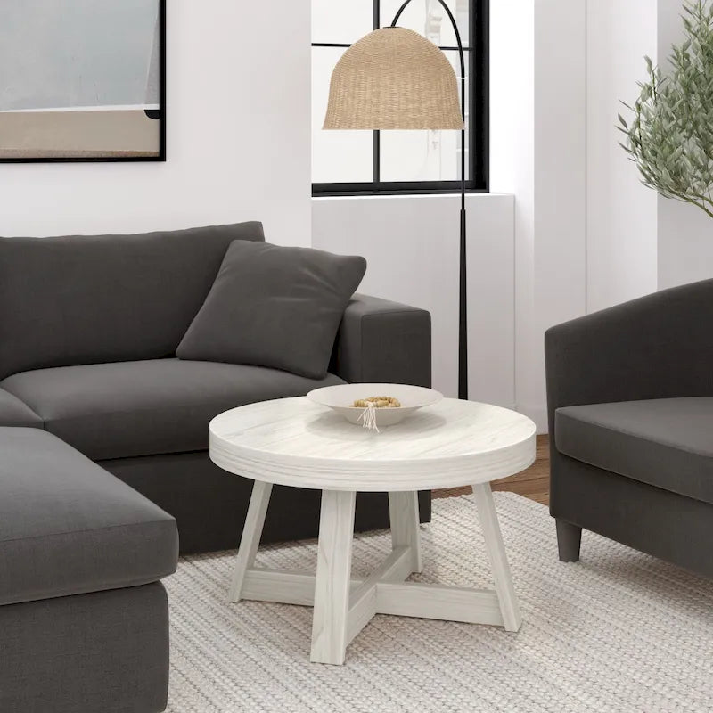 Runder Couchtisch aus massivem Kiefernholz 76,2 cm x 76,2 cm x 45,085 cm