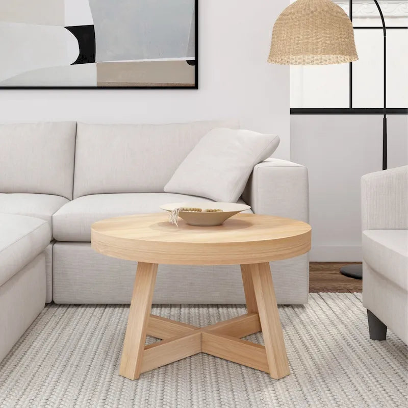 Runder Couchtisch aus massivem Kiefernholz 76,2 cm x 76,2 cm x 45,085 cm