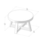 Runder Couchtisch aus massivem Kiefernholz 76,2 cm x 76,2 cm x 45,085 cm