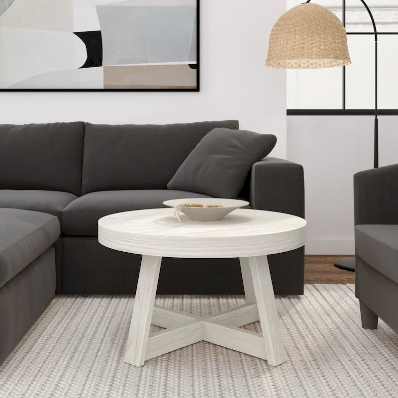 Runder Couchtisch aus massivem Kiefernholz 76,2 cm x 76,2 cm x 45,085 cm