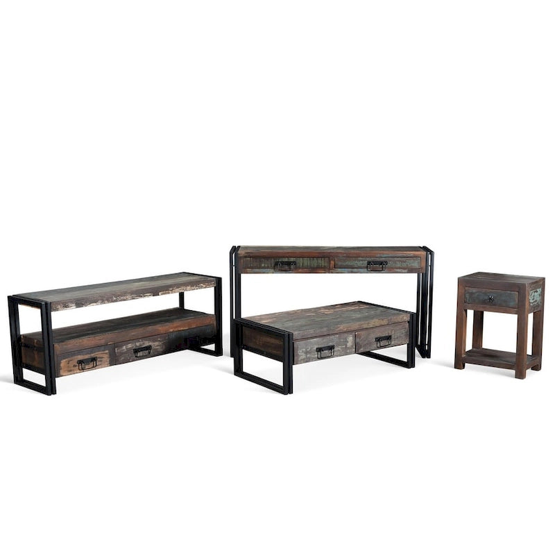 Beistelltisch aus Altholz-Mangoholz mit Schublade 35,5 cm B x 50,8 cm L x 66 cm H