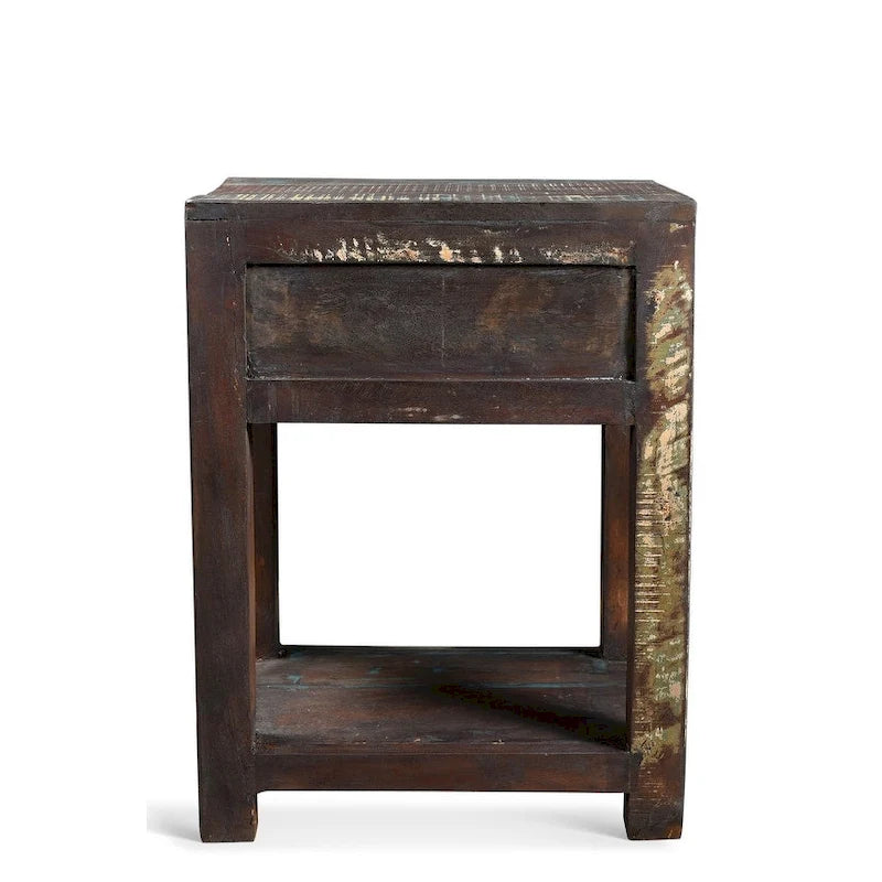 Beistelltisch aus Altholz-Mangoholz mit Schublade 35,5 cm B x 50,8 cm L x 66 cm H