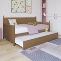 Tagesbett aus massivem Kautschukholz mit ausziehbarem Rollbett 42" B x 81" L x 43" H