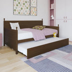 Tagesbett aus massivem Kautschukholz mit ausziehbarem Rollbett 42" B x 81" L x 43" H