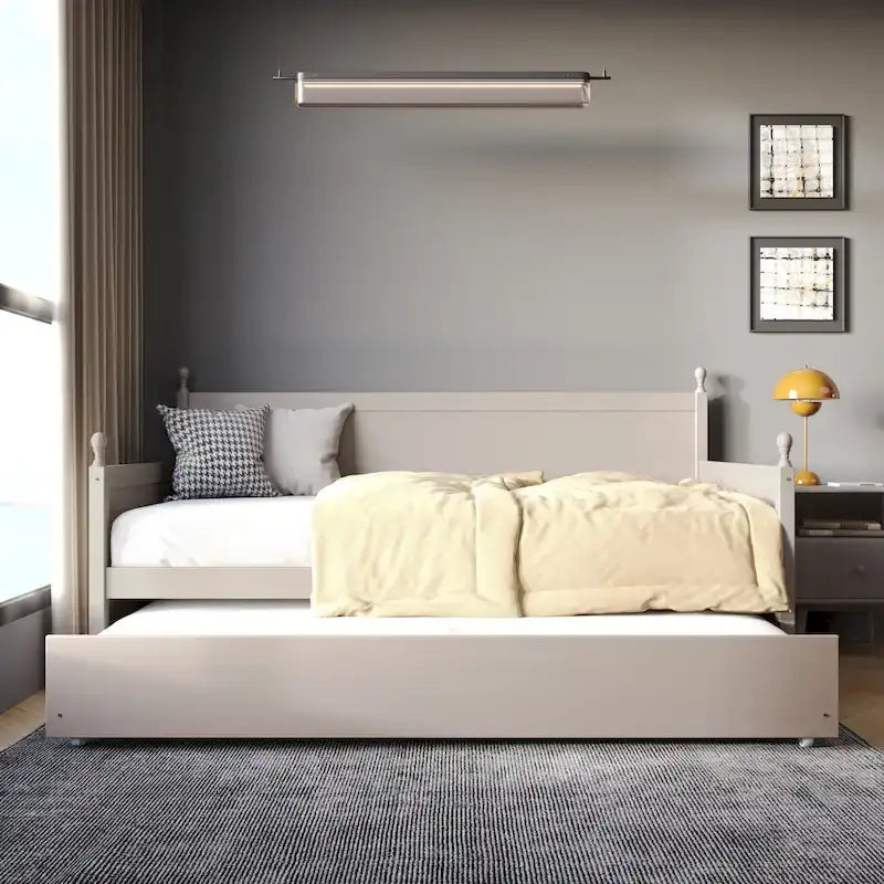 Tagesbett aus massivem Kautschukholz mit ausziehbarem Rollbett 42" B x 81" L x 43" H