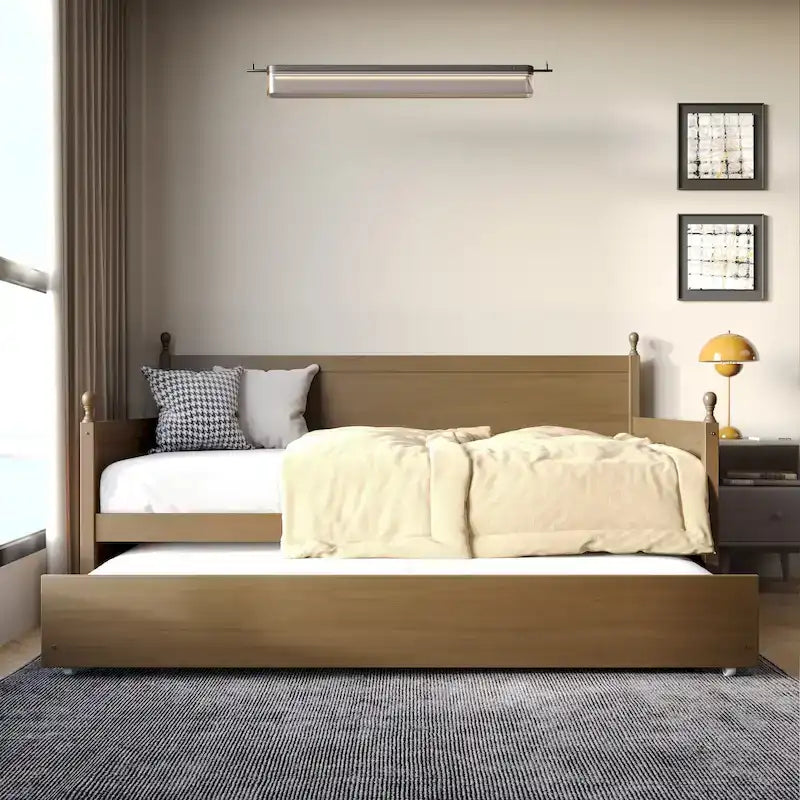 Tagesbett aus massivem Kautschukholz mit ausziehbarem Rollbett 42" B x 81" L x 43" H