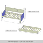 Tagesbett aus massivem Kautschukholz mit ausziehbarem Rollbett 42" B x 81" L x 43" H