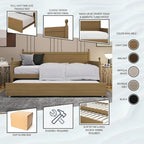 Tagesbett aus massivem Kautschukholz mit ausziehbarem Rollbett 42" B x 81" L x 43" H