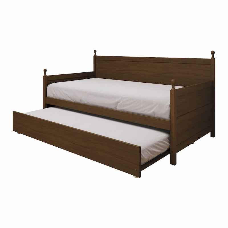 Tagesbett aus massivem Kautschukholz mit ausziehbarem Rollbett 42" B x 81" L x 43" H