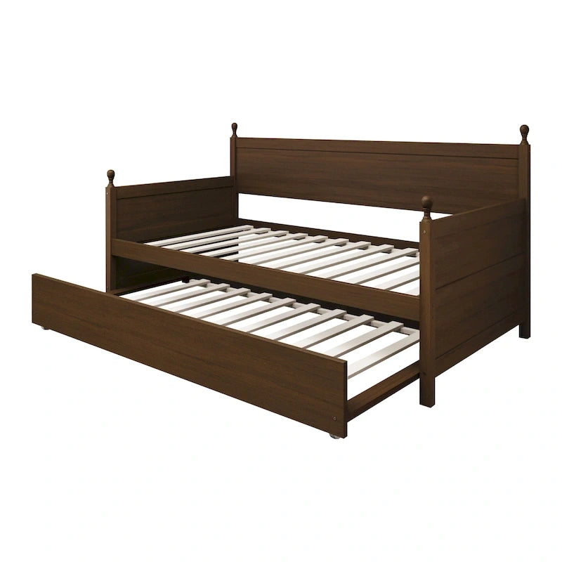 Tagesbett aus massivem Kautschukholz mit ausziehbarem Rollbett 42" B x 81" L x 43" H