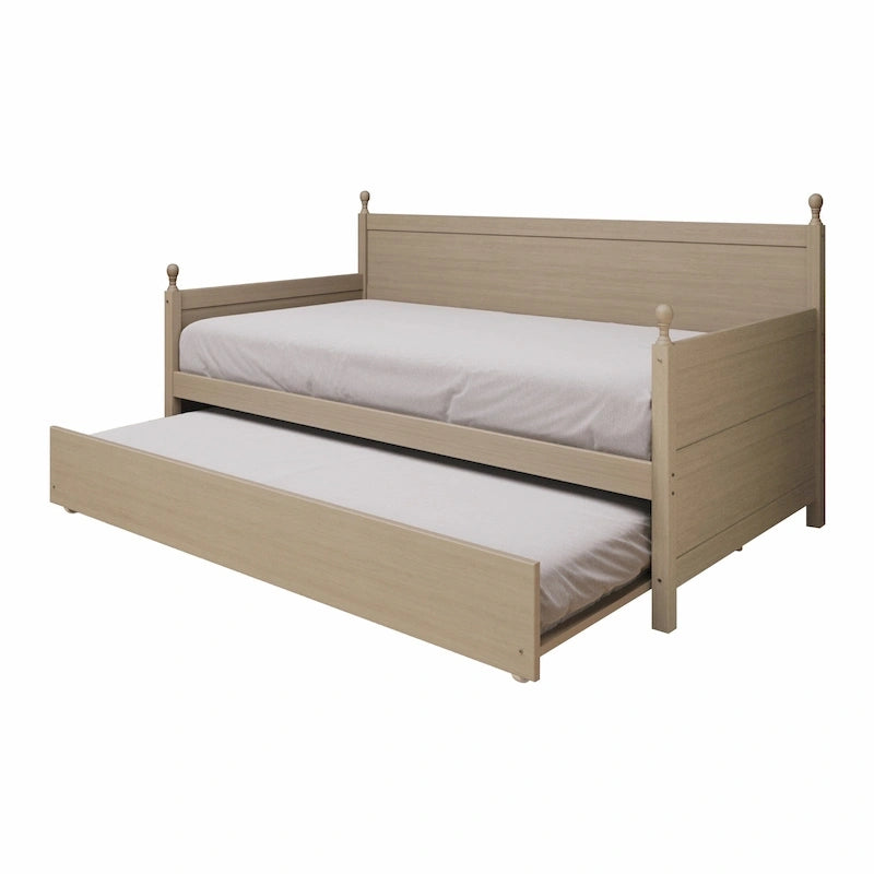 Tagesbett aus massivem Kautschukholz mit ausziehbarem Rollbett 42" B x 81" L x 43" H