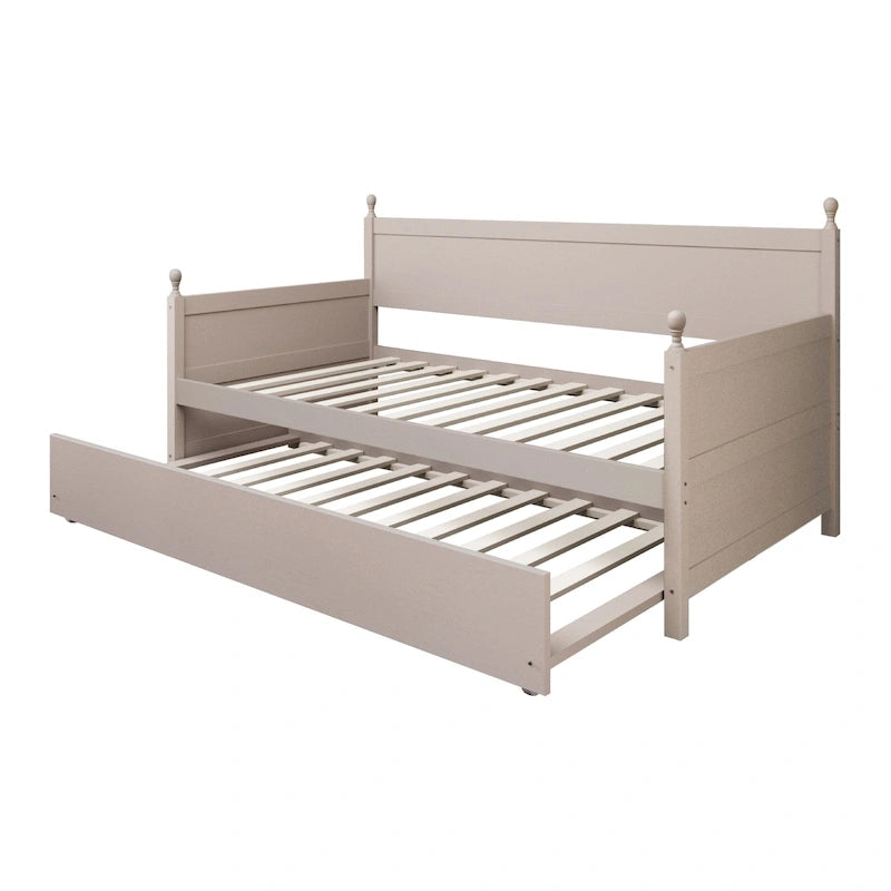 Tagesbett aus massivem Kautschukholz mit ausziehbarem Rollbett 42" B x 81" L x 43" H