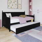 Tagesbett aus massivem Kautschukholz mit ausziehbarem Rollbett 42" B x 81" L x 43" H