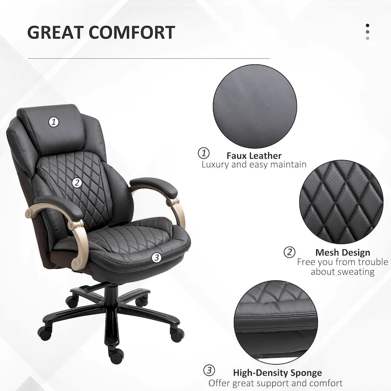 Ergonomischer Bürostuhl aus Mesh und Kunstleder mit Wippfunktion und Höhenverstellung, 158 kg Tragkraft