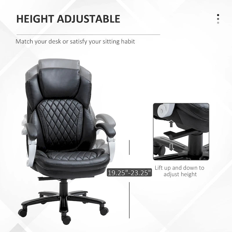 Ergonomischer Bürostuhl aus Mesh und Kunstleder mit Wippfunktion und Höhenverstellung, 158 kg Tragkraft