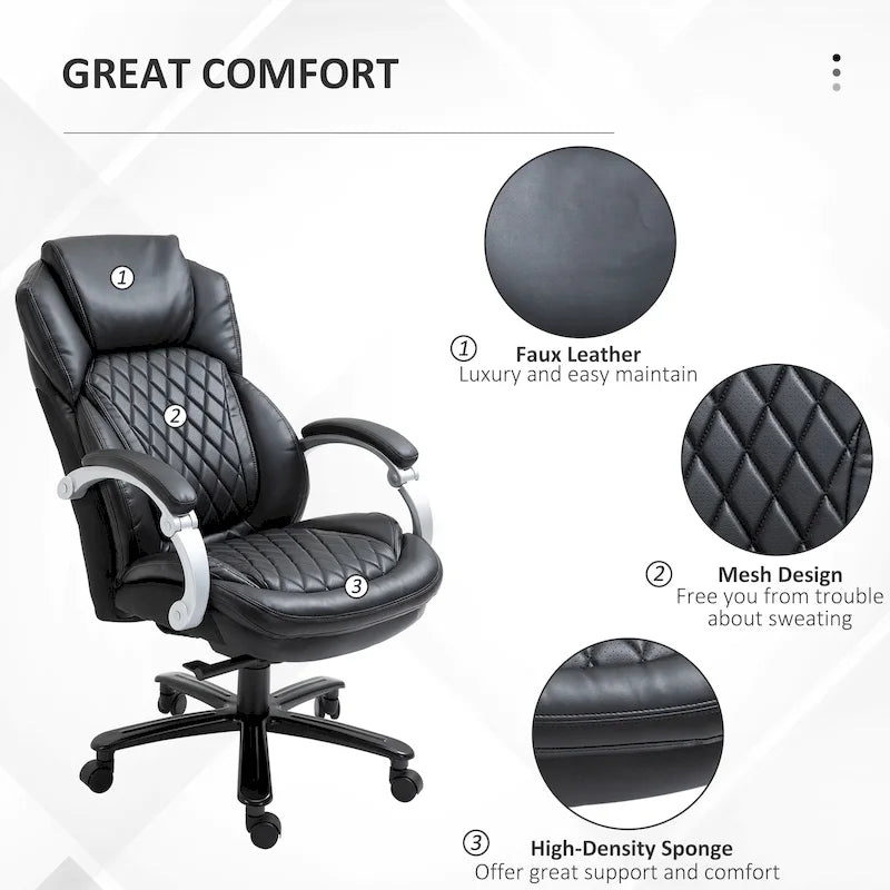 Ergonomischer Bürostuhl aus Mesh und Kunstleder mit Wippfunktion und Höhenverstellung, 158 kg Tragkraft
