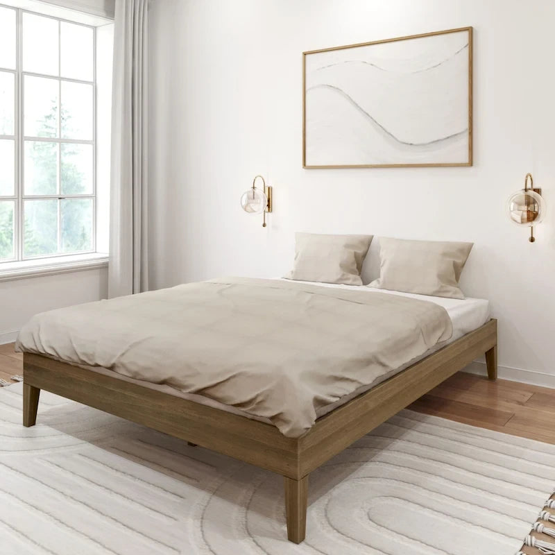 Bettgestell aus massivem Kiefernholz, Queen-Size, 209,5 cm L x 158 cm B x 35,5 cm H