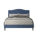 Gepolstertes Plattformbett aus Polyester mit Knopfheftung und Kamelrücken-Kopfteil