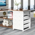 E1 Spanplatte & Metall umkehrbarer L-förmiger Schreibtisch mit Schubladen 150 cm B x 109 cm T x 75 cm H