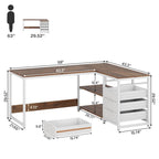 E1 Spanplatte & Metall umkehrbarer L-förmiger Schreibtisch mit Schubladen 150 cm B x 109 cm T x 75 cm H