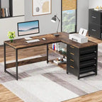E1 Spanplatte & Metall umkehrbarer L-förmiger Schreibtisch mit Schubladen 150 cm B x 109 cm T x 75 cm H