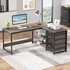 E1 Spanplatte & Metall umkehrbarer L-förmiger Schreibtisch mit Schubladen 150 cm B x 109 cm T x 75 cm H