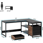 E1 Spanplatte & Metall umkehrbarer L-förmiger Schreibtisch mit Schubladen 150 cm B x 109 cm T x 75 cm H