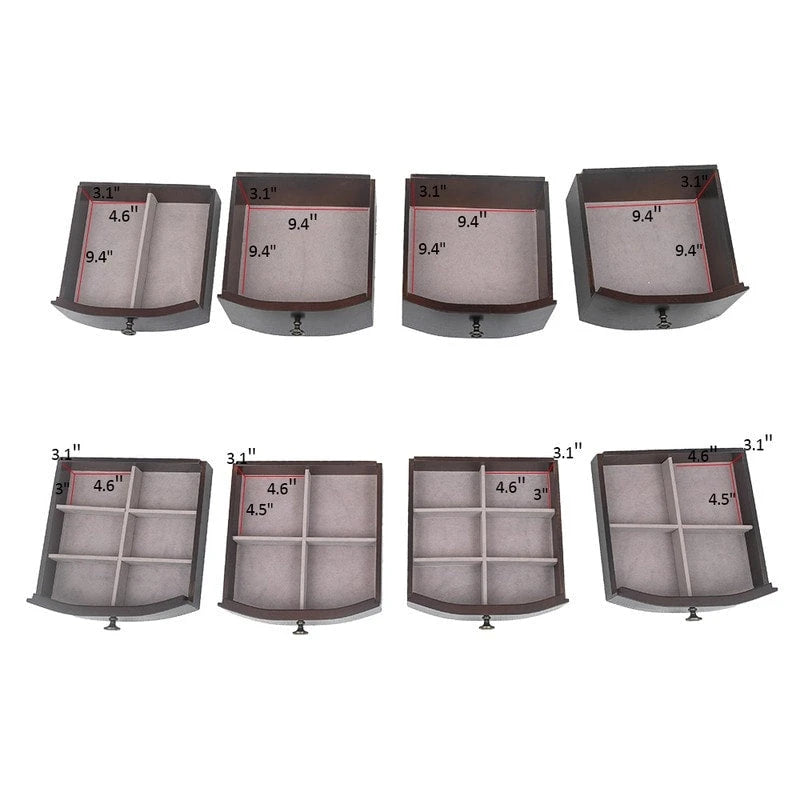 Schmuckschrank aus MDF und Samt, freistehend, mit Spiegel und 8 Schubladen, 42,9 cm B x 29,9 cm T x 101,1 cm H
