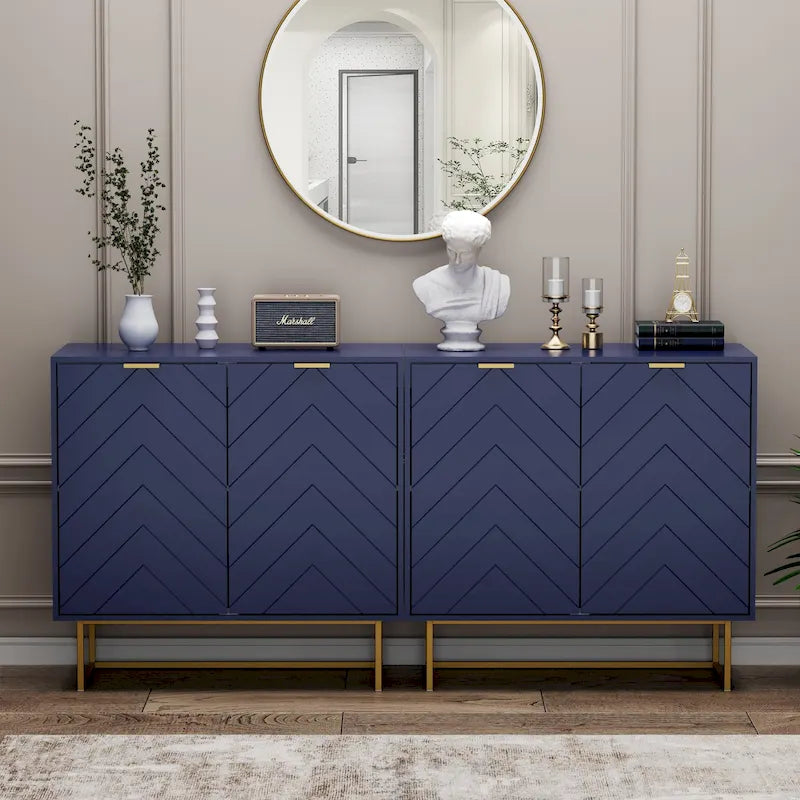 MDF- & Metall-Doppeltür-Anrichte-Buffetschrank mit Fischgrät-Türen 80 cm B x 40 cm T x 77,5 cm H