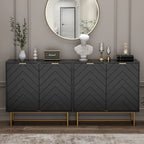 MDF- & Metall-Doppeltür-Anrichte-Buffetschrank mit Fischgrät-Türen 80 cm B x 40 cm T x 77,5 cm H