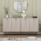 MDF- & Metall-Doppeltür-Anrichte-Buffetschrank mit Fischgrät-Türen 80 cm B x 40 cm T x 77,5 cm H