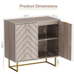 MDF- & Metall-Doppeltür-Anrichte-Buffetschrank mit Fischgrät-Türen 80 cm B x 40 cm T x 77,5 cm H