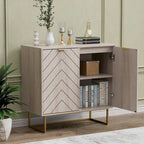 MDF- & Metall-Doppeltür-Anrichte-Buffetschrank mit Fischgrät-Türen 80 cm B x 40 cm T x 77,5 cm H
