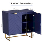 MDF- & Metall-Doppeltür-Anrichte-Buffetschrank mit Fischgrät-Türen 80 cm B x 40 cm T x 77,5 cm H