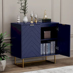 MDF- & Metall-Doppeltür-Anrichte-Buffetschrank mit Fischgrät-Türen 80 cm B x 40 cm T x 77,5 cm H