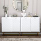 MDF- & Metall-Doppeltür-Anrichte-Buffetschrank mit Fischgrät-Türen 80 cm B x 40 cm T x 77,5 cm H