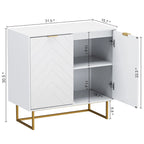 MDF- & Metall-Doppeltür-Anrichte-Buffetschrank mit Fischgrät-Türen 80 cm B x 40 cm T x 77,5 cm H