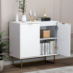 MDF- & Metall-Doppeltür-Anrichte-Buffetschrank mit Fischgrät-Türen 80 cm B x 40 cm T x 77,5 cm H