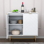 MDF- & Metall-Doppeltür-Anrichte-Buffetschrank mit Fischgrät-Türen 80 cm B x 40 cm T x 77,5 cm H