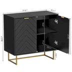 MDF- & Metall-Doppeltür-Anrichte-Buffetschrank mit Fischgrät-Türen 80 cm B x 40 cm T x 77,5 cm H