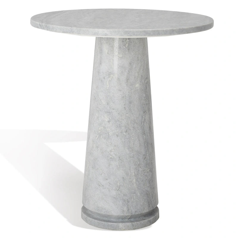 Runder Beistelltisch aus massivem grauem Marmor, 53 cm B x 53 cm T x 61 cm H