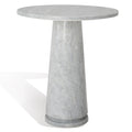 Runder Beistelltisch aus massivem grauem Marmor, 53 cm B x 53 cm T x 61 cm H
