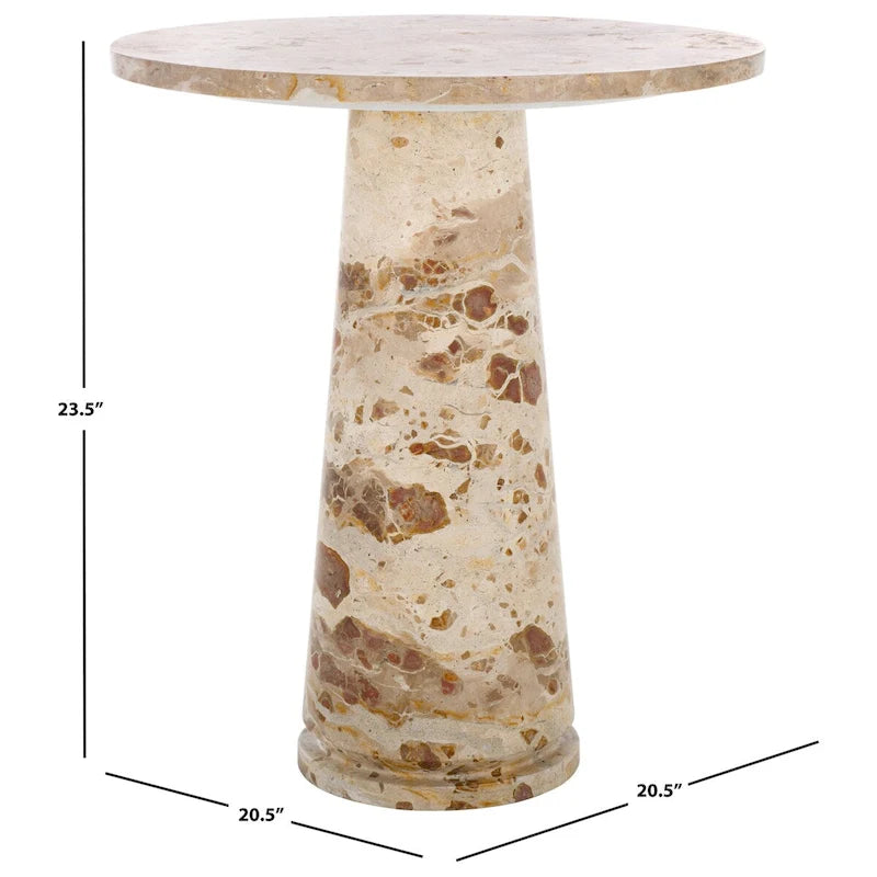 Runder Beistelltisch aus massivem grauem Marmor, 53 cm B x 53 cm T x 61 cm H