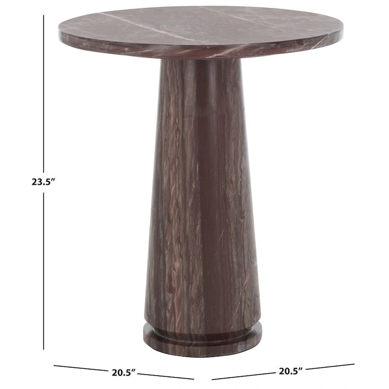 Runder Beistelltisch aus massivem grauem Marmor, 53 cm B x 53 cm T x 61 cm H