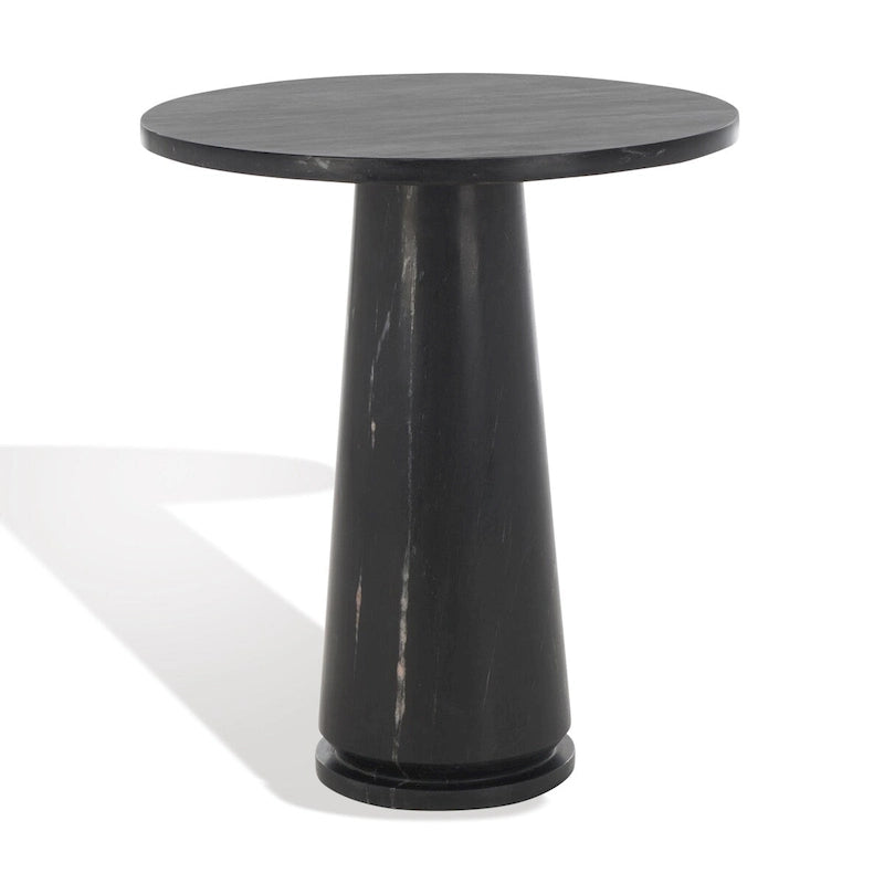 Runder Beistelltisch aus massivem grauem Marmor, 53 cm B x 53 cm T x 61 cm H