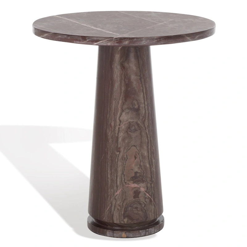 Runder Beistelltisch aus massivem grauem Marmor, 53 cm B x 53 cm T x 61 cm H