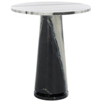 Runder Beistelltisch aus massivem grauem Marmor, 53 cm B x 53 cm T x 61 cm H