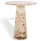 Runder Beistelltisch aus massivem grauem Marmor, 53 cm B x 53 cm T x 61 cm H