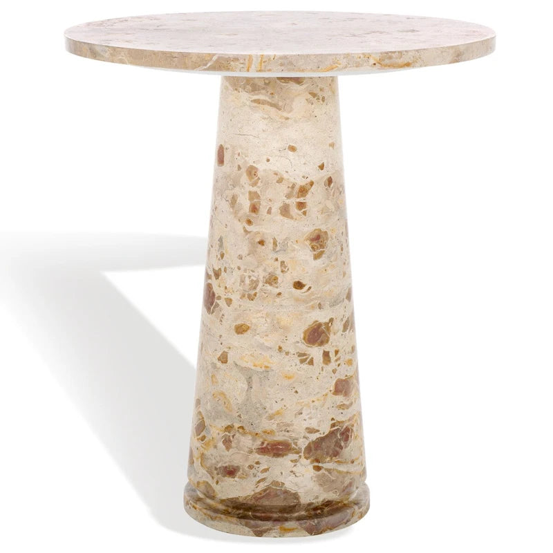 Runder Beistelltisch aus massivem grauem Marmor, 53 cm B x 53 cm T x 61 cm H