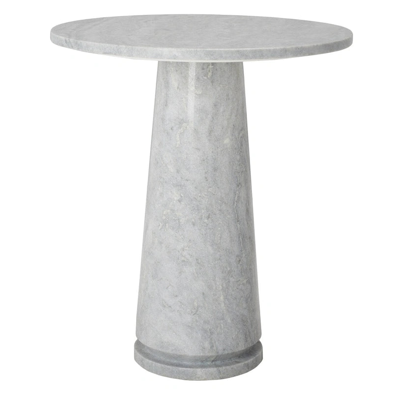 Runder Beistelltisch aus massivem grauem Marmor, 53 cm B x 53 cm T x 61 cm H